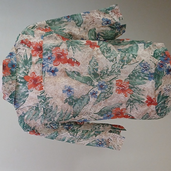 2/$15 Bon Worth Floral Button Front Sheer Blouse - Picture 4 of 5
